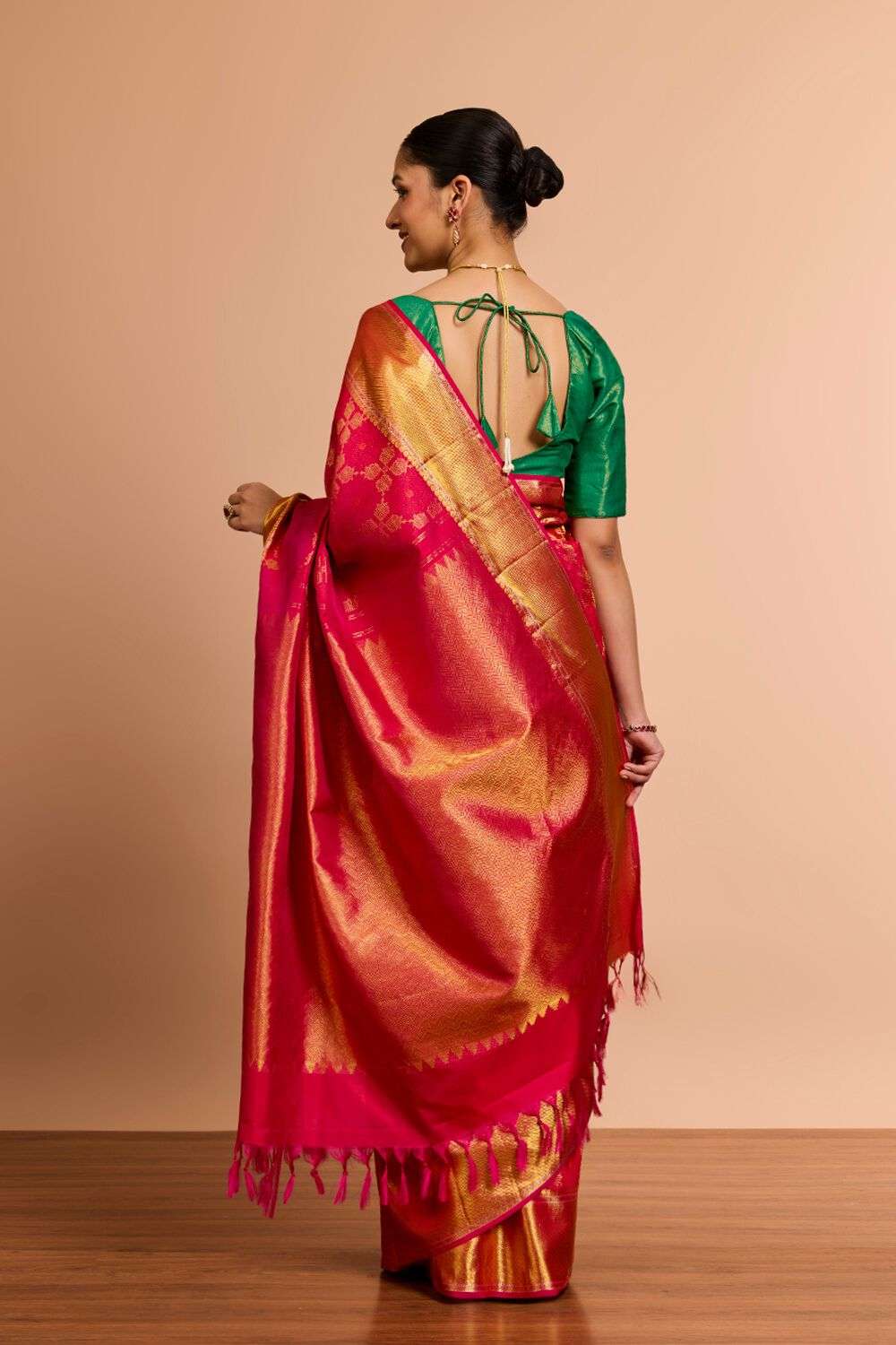 Pink Brocade Pure Silk Kanjeevaram Saree image number null