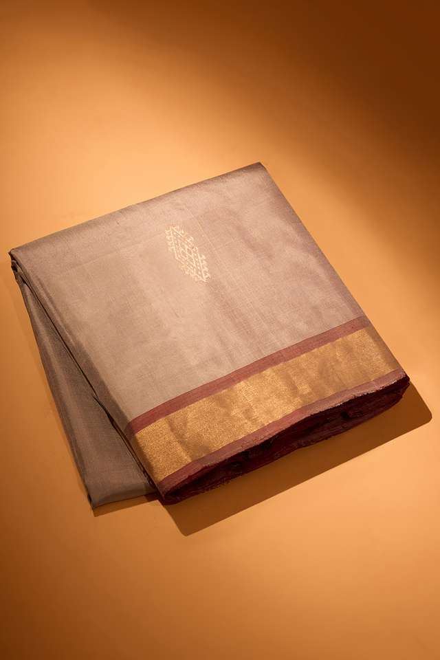 Grey Woven Soft Pure Silk Saree image number