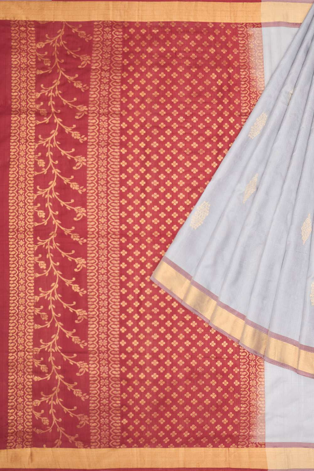 Grey Woven Soft Pure Silk Saree image number null