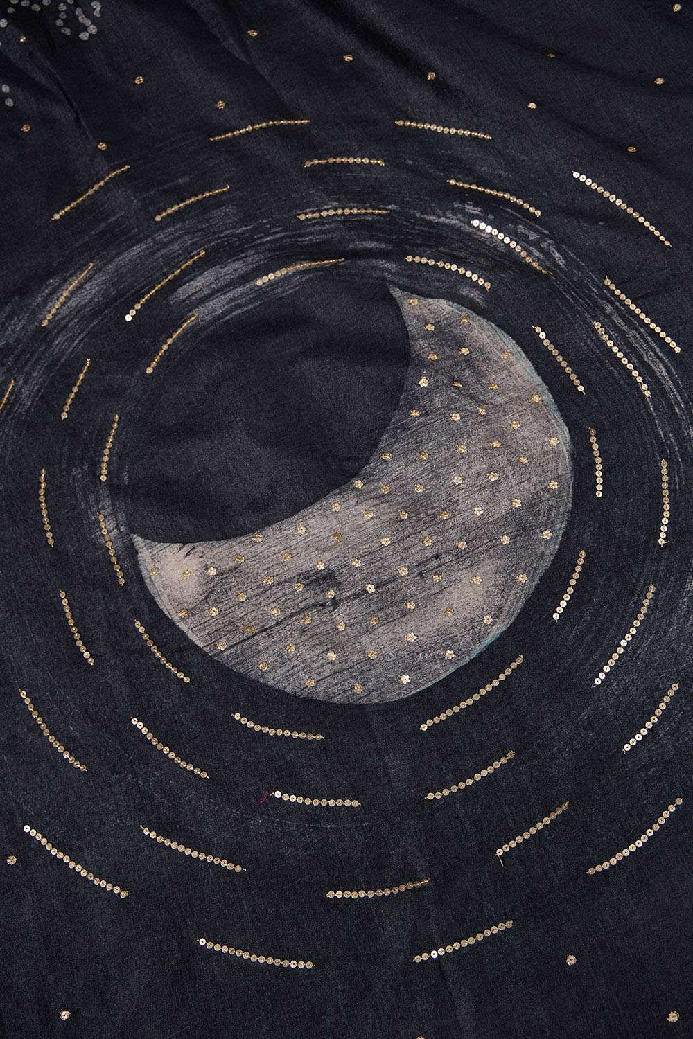 Black Tussar Muga Batik Saree image number null