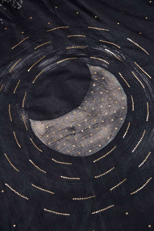 Black Tussar Muga Batik Saree thumbnail image number null