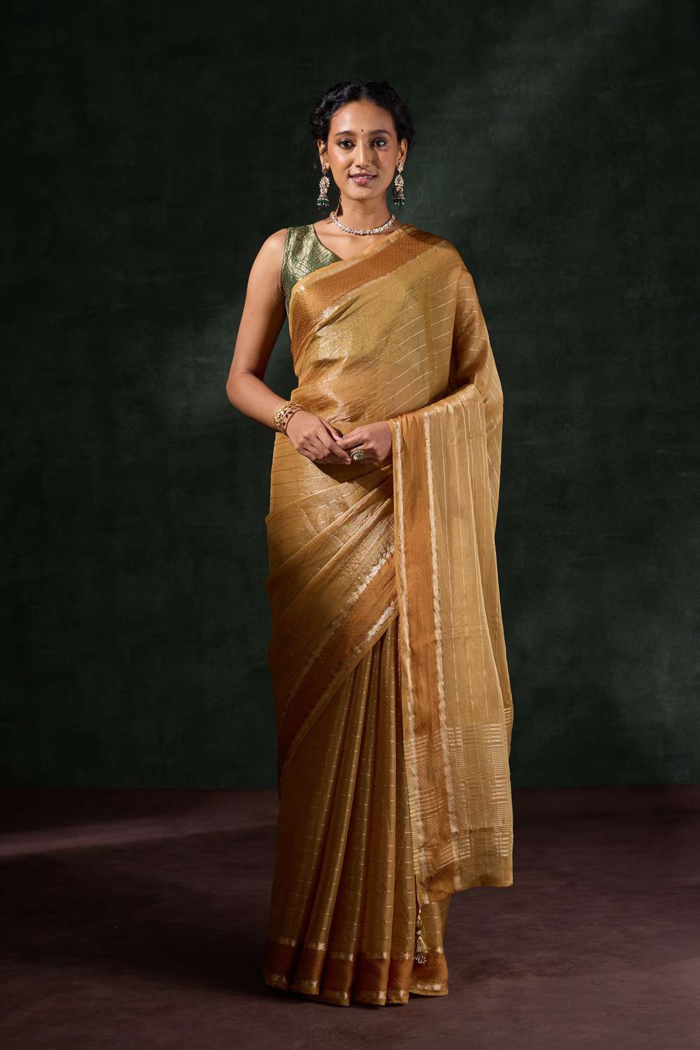 Yellow Woven Tissue Viscose Saree image number null