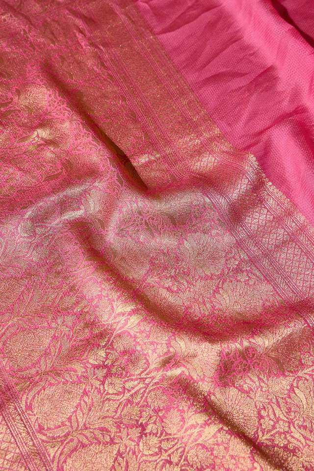 Pink Woven Viscose Saree thumbnail image number null