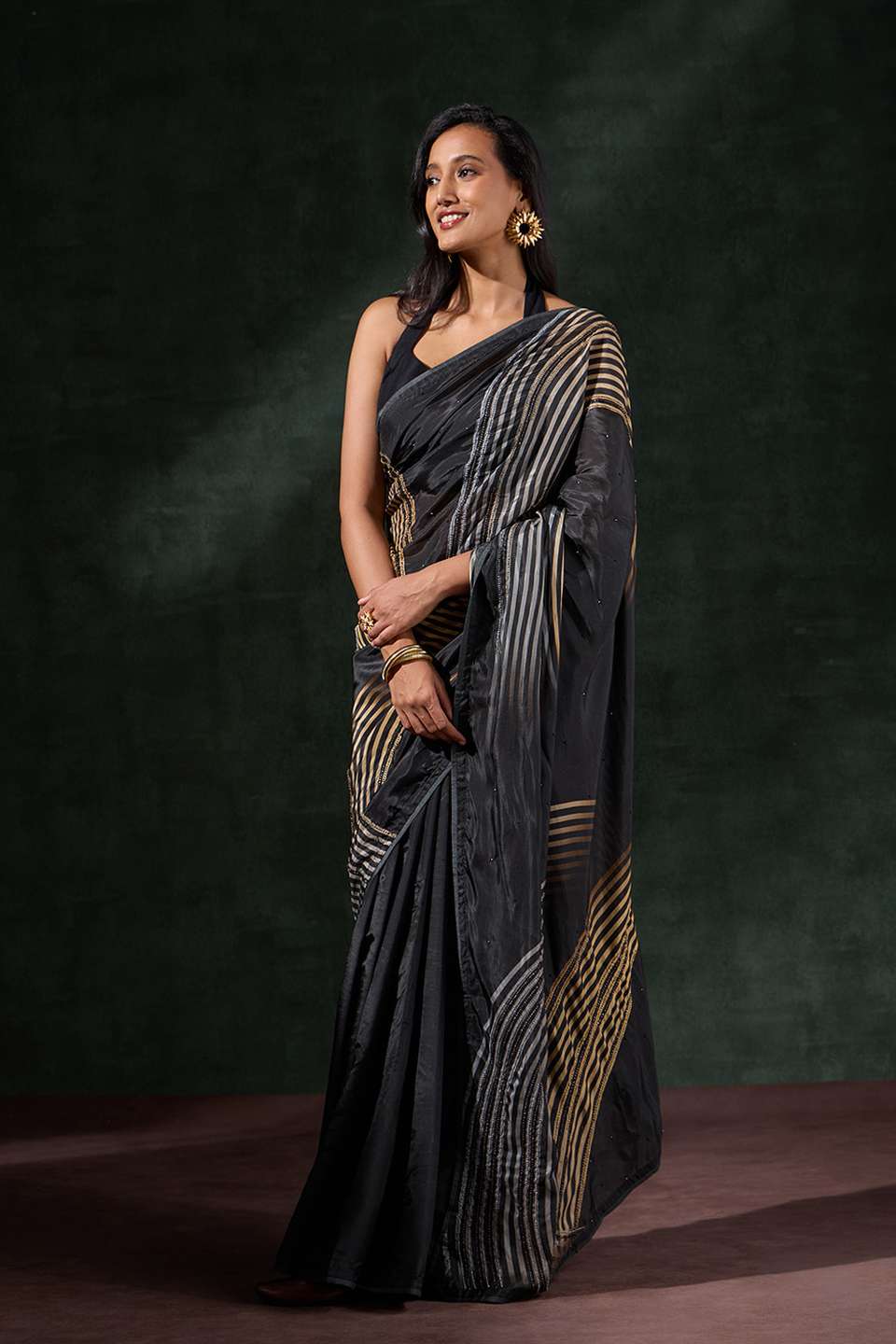 Black Printed Viscose Saree