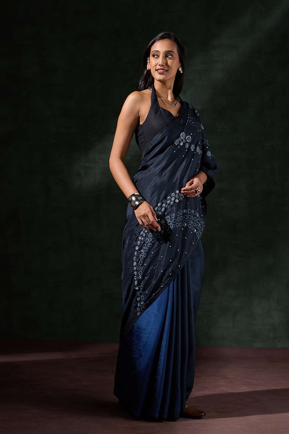 Black Viscose Embroidered Saree