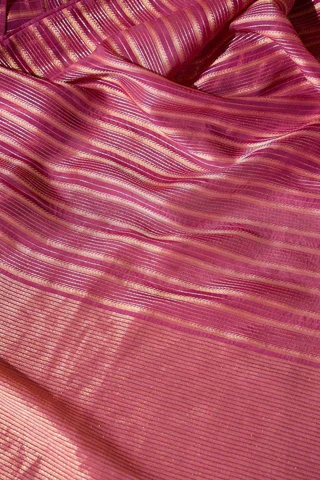 Pink Woven Viscose Saree thumbnail image number null