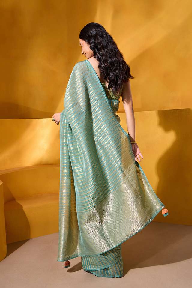 Green Woven Viscose Saree thumbnail image number null