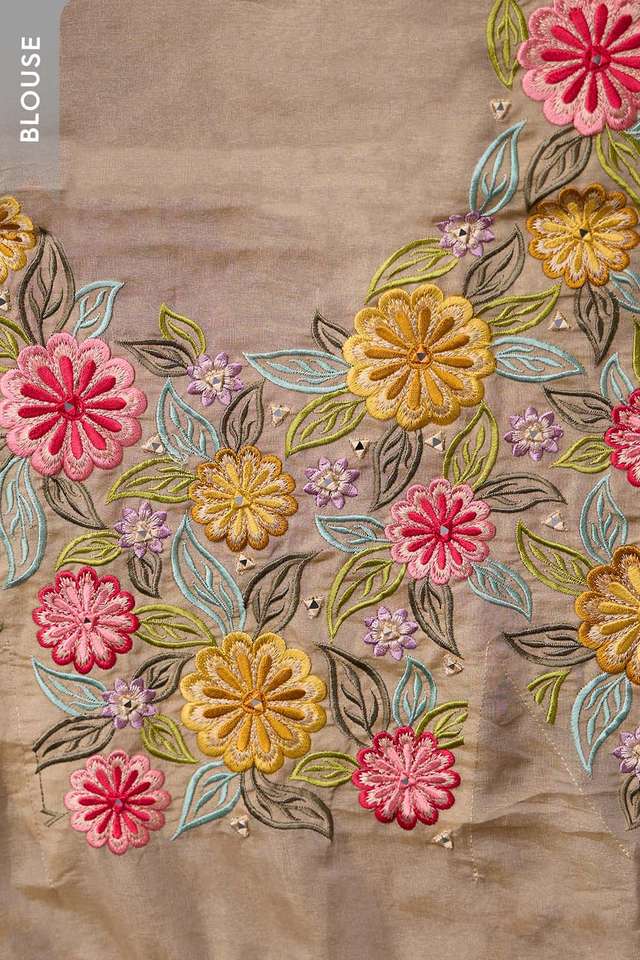 Beige Woven Viscose Tissue Saree thumbnail image number null