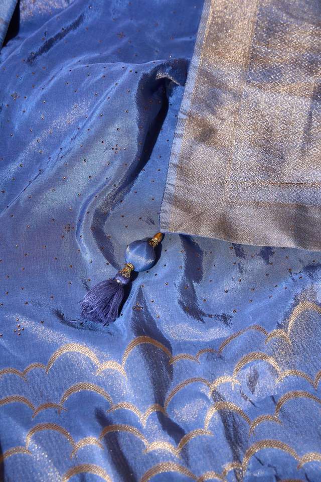Blue Woven Viscose Tissue Saree thumbnail image number null