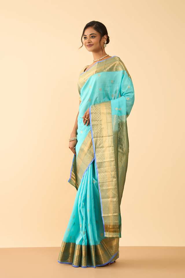 Light Blue Woven Silk Viscose Saree image number