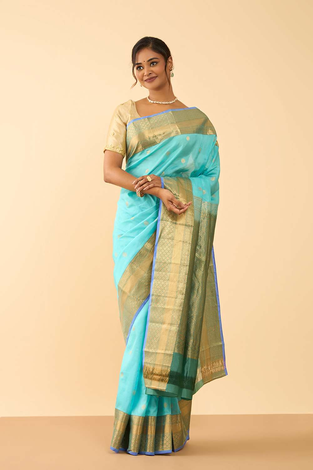 Light Blue Woven Silk Viscose Saree image number null