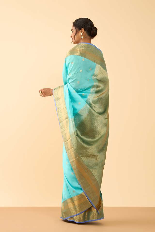 Light Blue Woven Silk Viscose Saree thumbnail image number null