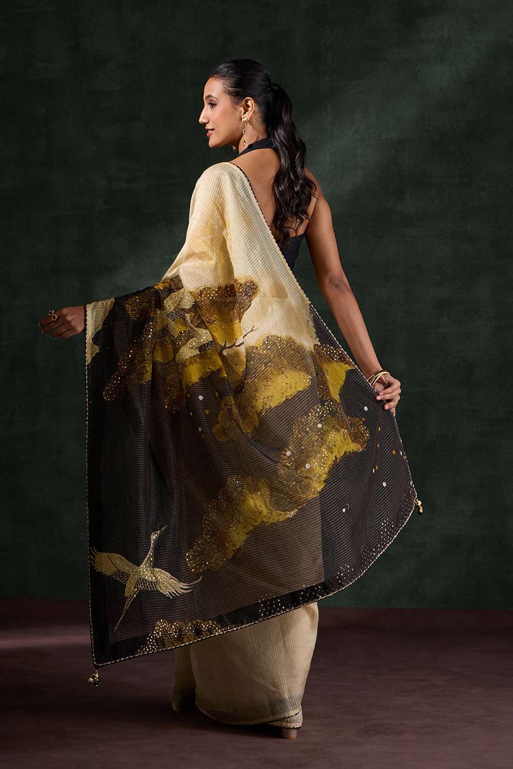 Beige Pure Silk Cotton Embroidered Saree image number null