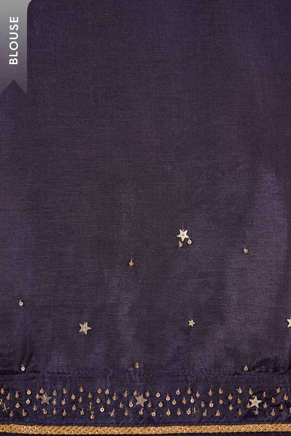 Dark Blue Pure Silk Tissue Embroidered Saree image number null