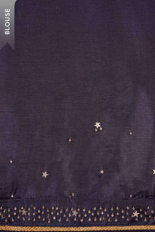 Dark Blue Pure Silk Tissue Embroidered Saree thumbnail image number null