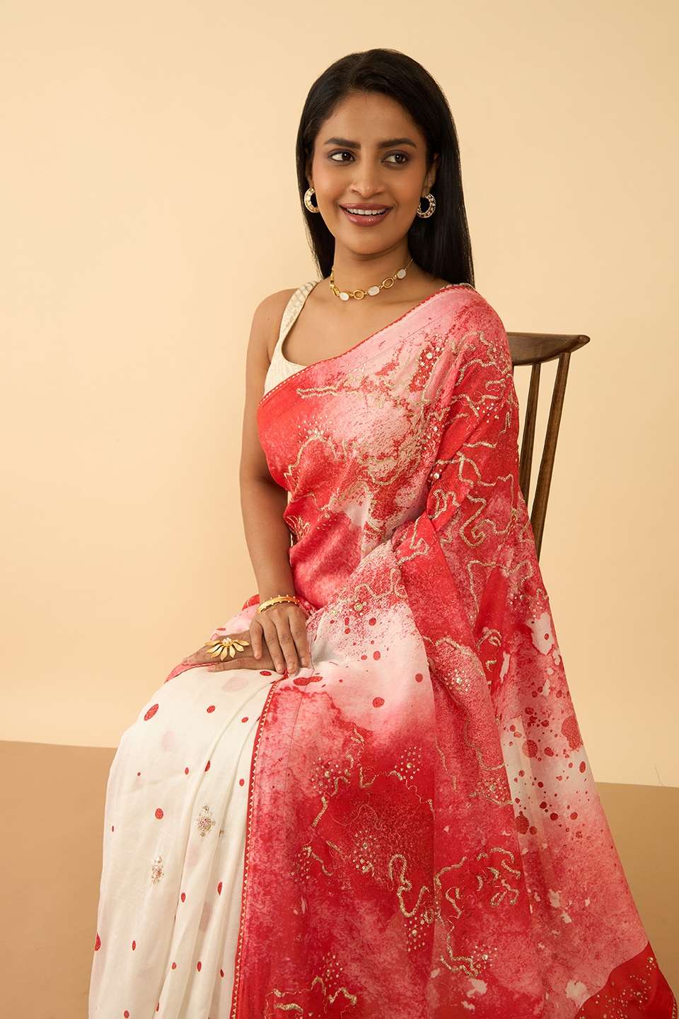 Red Pure Silk Cotton Embroidered Saree