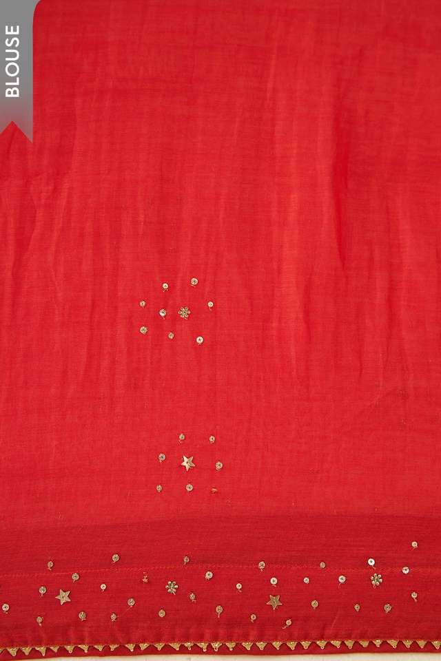 Red Pure Silk Cotton Embroidered Saree thumbnail image number null