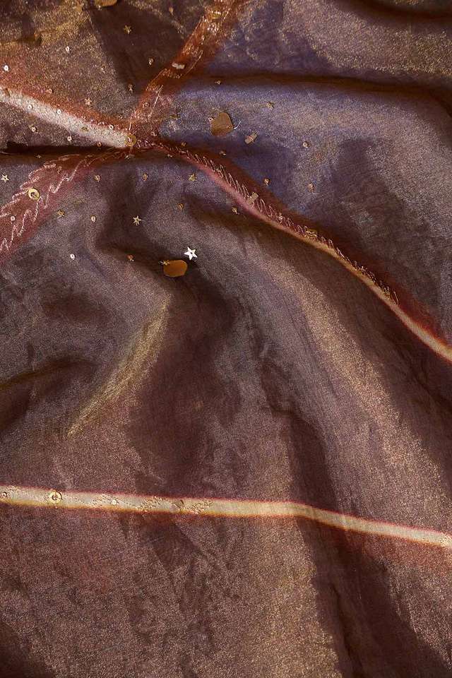 Brown Pure Tissue Cotton Embroidered Saree thumbnail image number null
