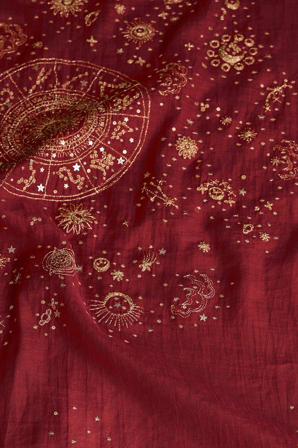 Red Pure Silk Cotton Embroidered Saree image number null