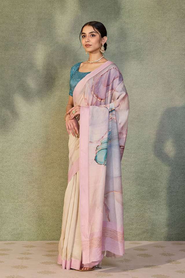 Beige Rajasthan Pure Silk Cotton Printed Saree thumbnail image number null