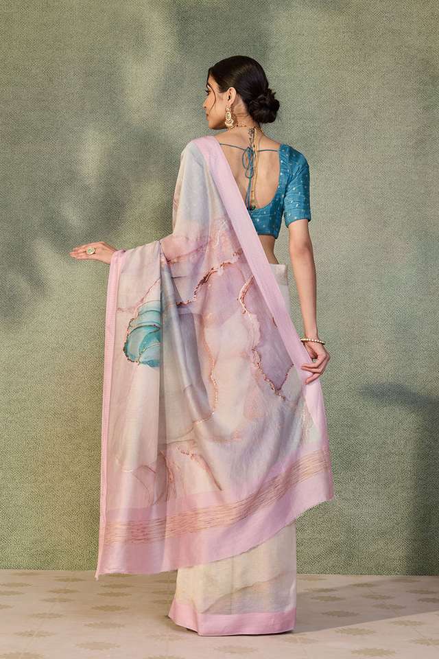Beige Rajasthan Pure Silk Cotton Printed Saree thumbnail image number null