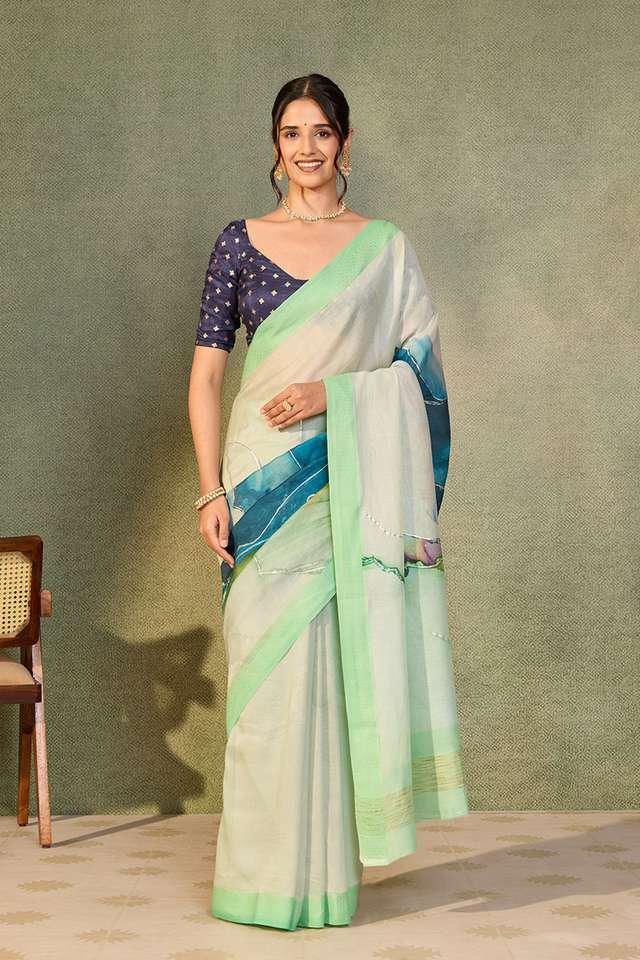 Green Rajasthan Pure Silk Cotton Printed Saree image number