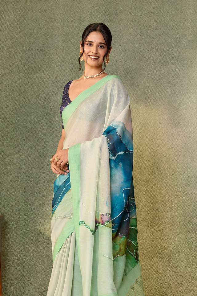 Green Rajasthan Pure Silk Cotton Printed Saree thumbnail image number null