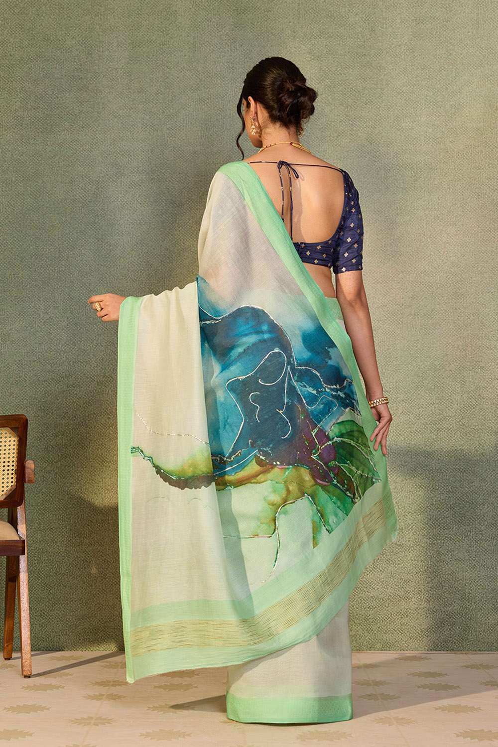 Green Rajasthan Pure Silk Cotton Printed Saree image number null