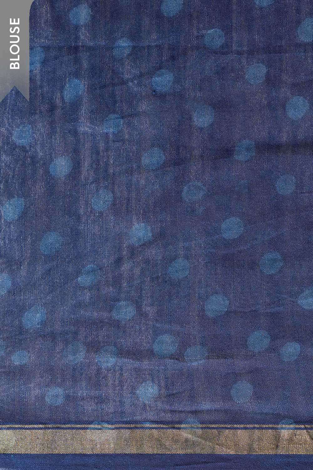 Blue Printed Mukaish Pure Silk Cotton Bagru Saree image number null