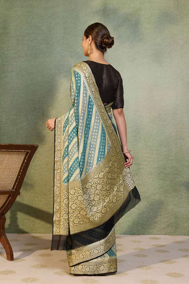 Blue Banaras Pure Silk Georgette Cutwork Saree thumbnail image number null