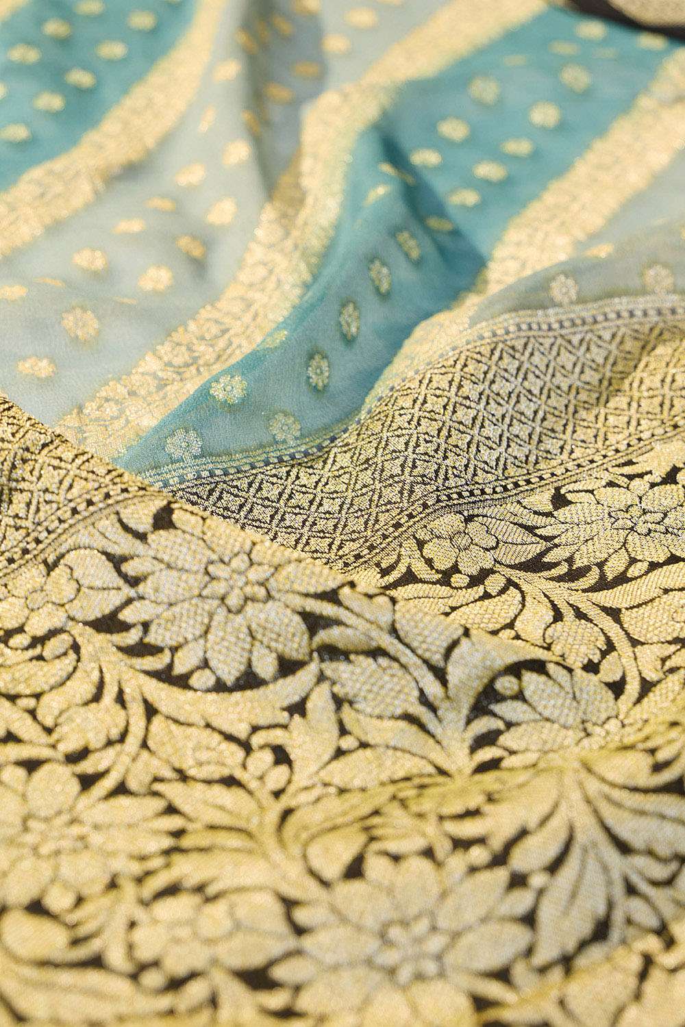Blue Banaras Pure Silk Georgette Cutwork Saree image number null