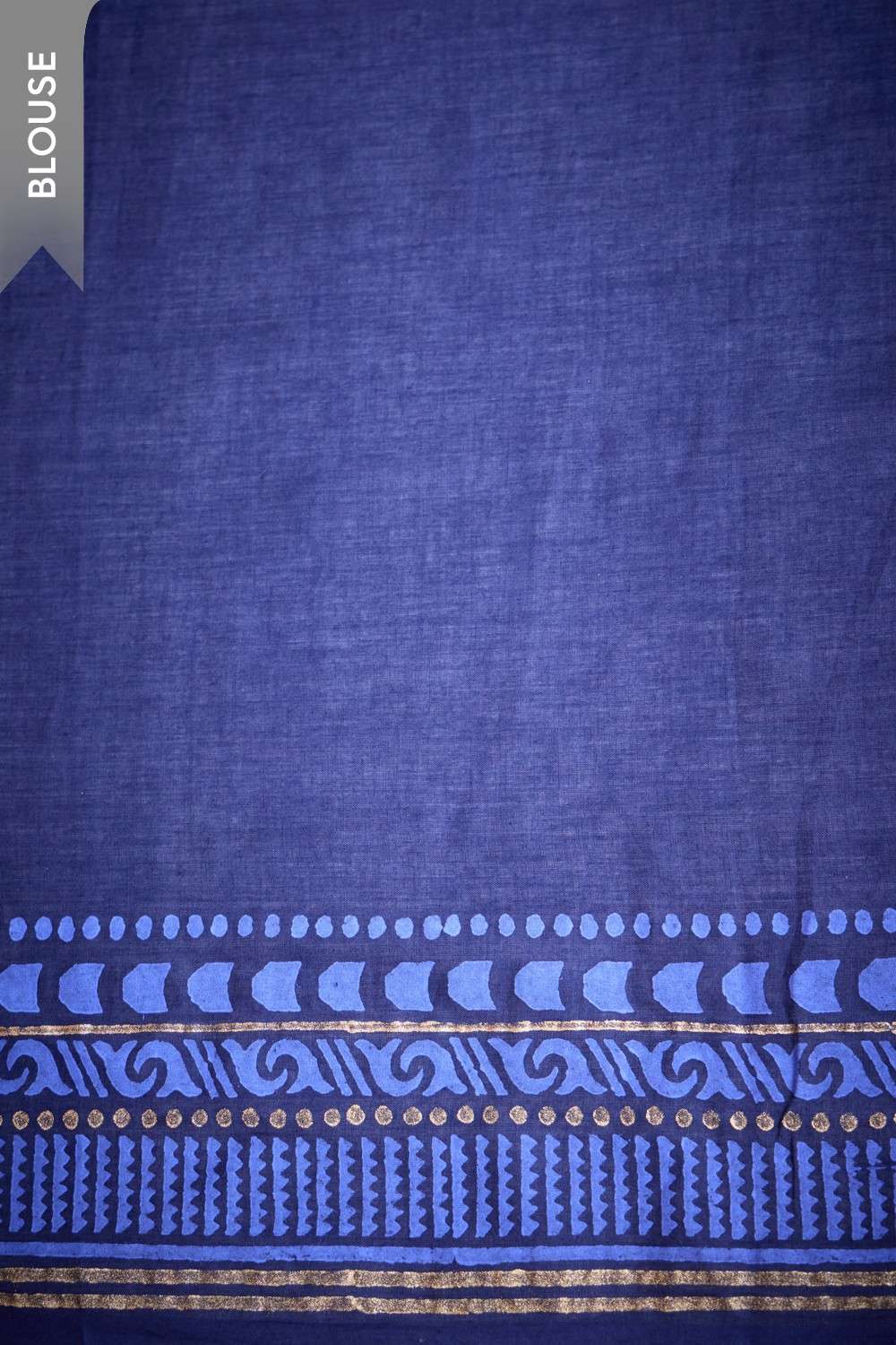 Dark Blue Pure Cotton Mulmul Bengal Block Printed Saree image number null