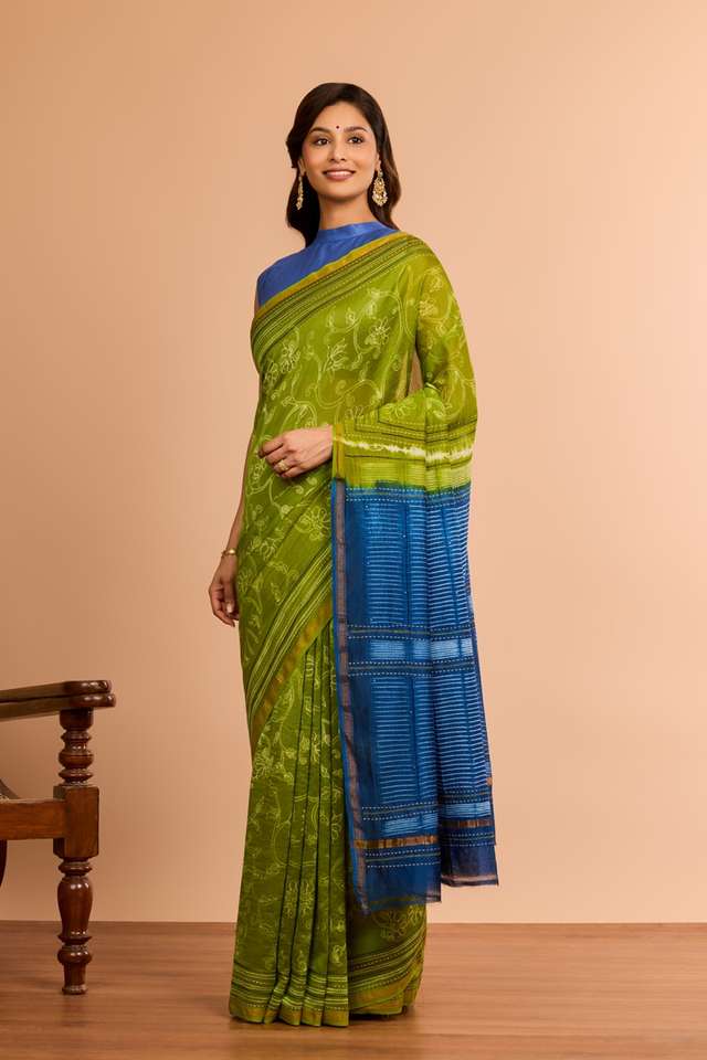 Green Rajasthan Pure Silk Cotton Embroidered Saree thumbnail image number null