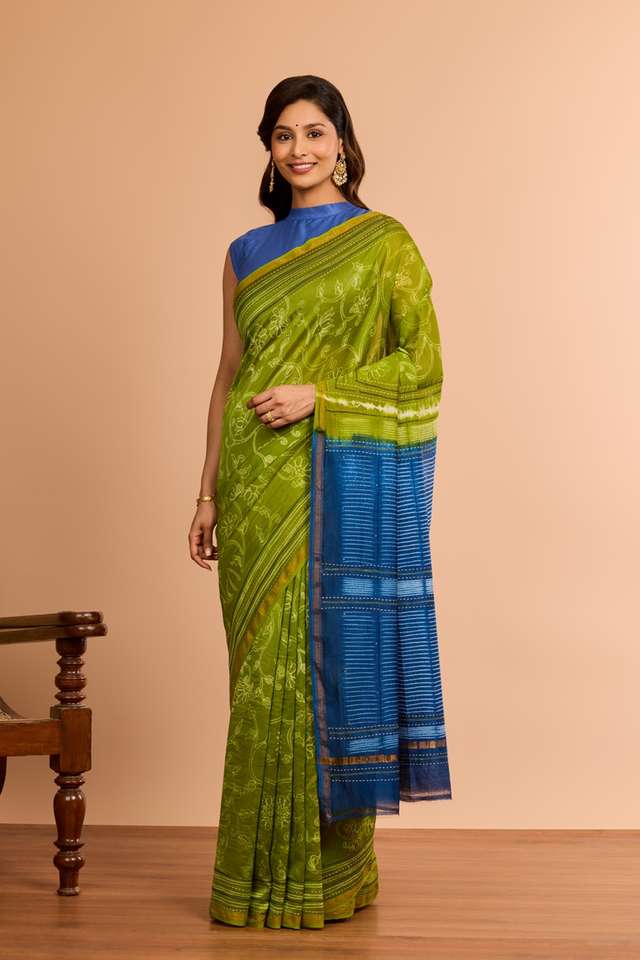 Green Rajasthan Pure Silk Cotton Embroidered Saree thumbnail image number null