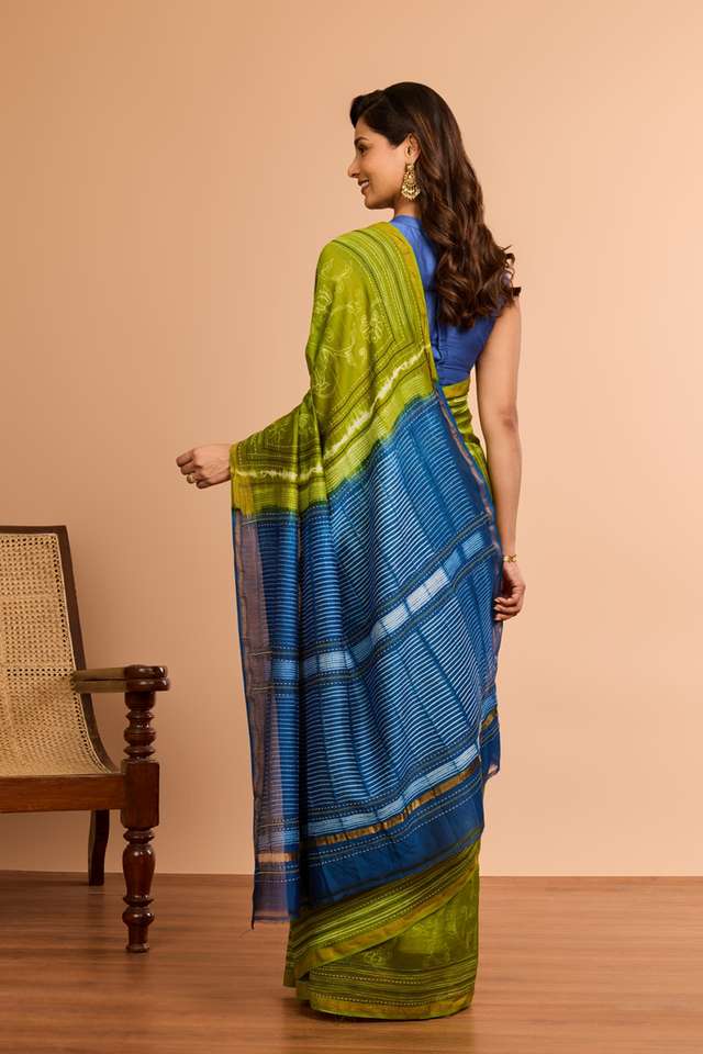 Green Rajasthan Pure Silk Cotton Embroidered Saree thumbnail image number null