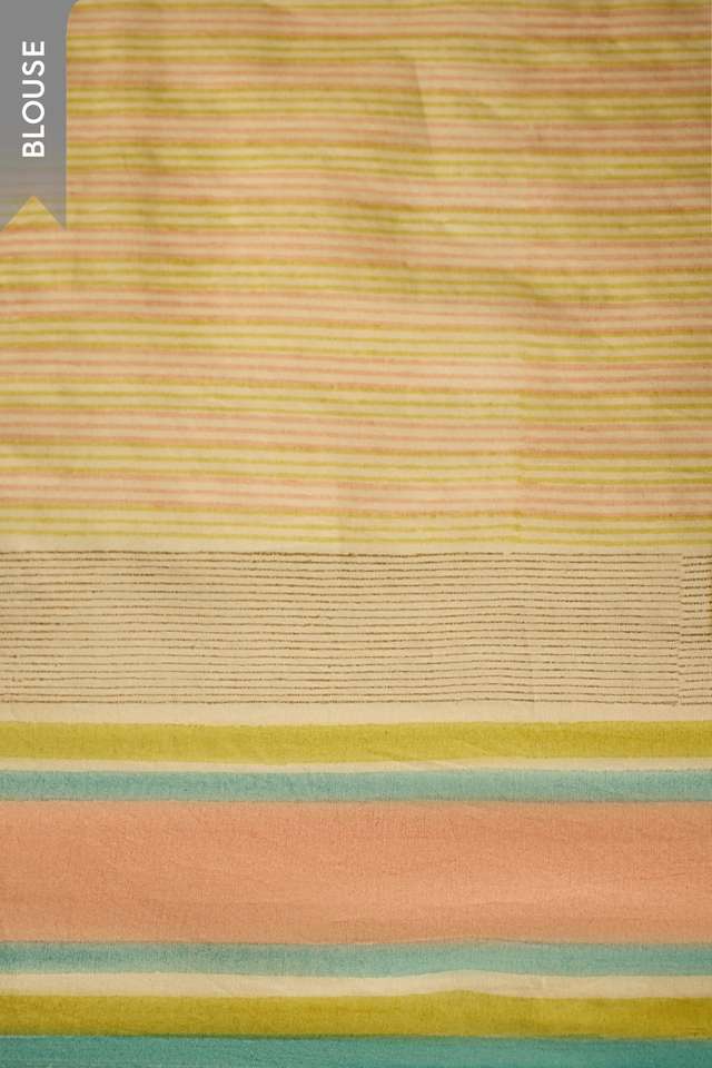 Off White Rajasthan Pure Silk Cotton Printed Sanganeri Saree thumbnail image number null