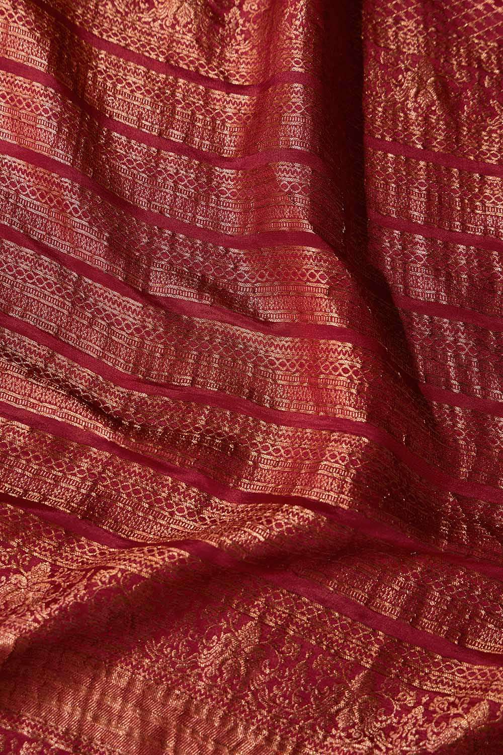 Dark Red Woven Pure Silk Crepe Saree image number null