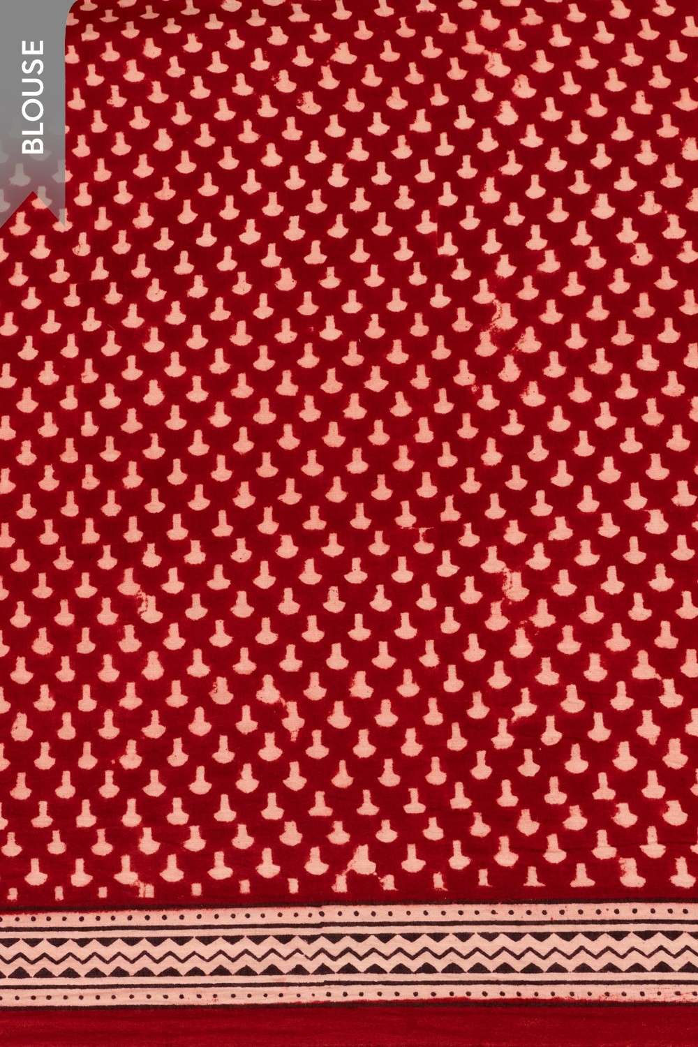 Red Bagh Block Printed Pure Cotton Saree image number null
