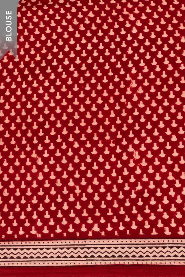 Red Bagh Block Printed Pure Cotton Saree thumbnail image number null