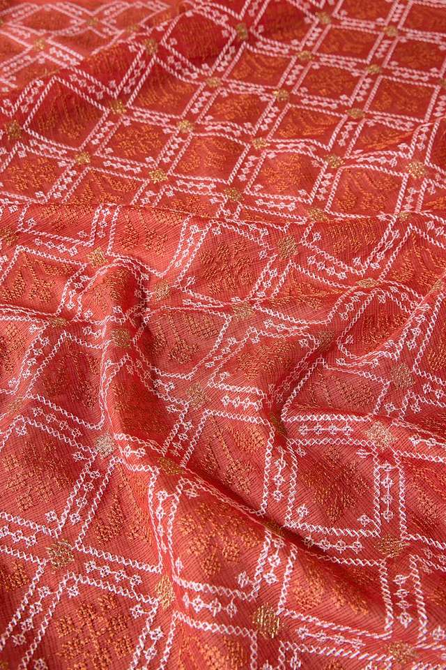 Orange Silk Modal Embroidered Saree thumbnail image number null