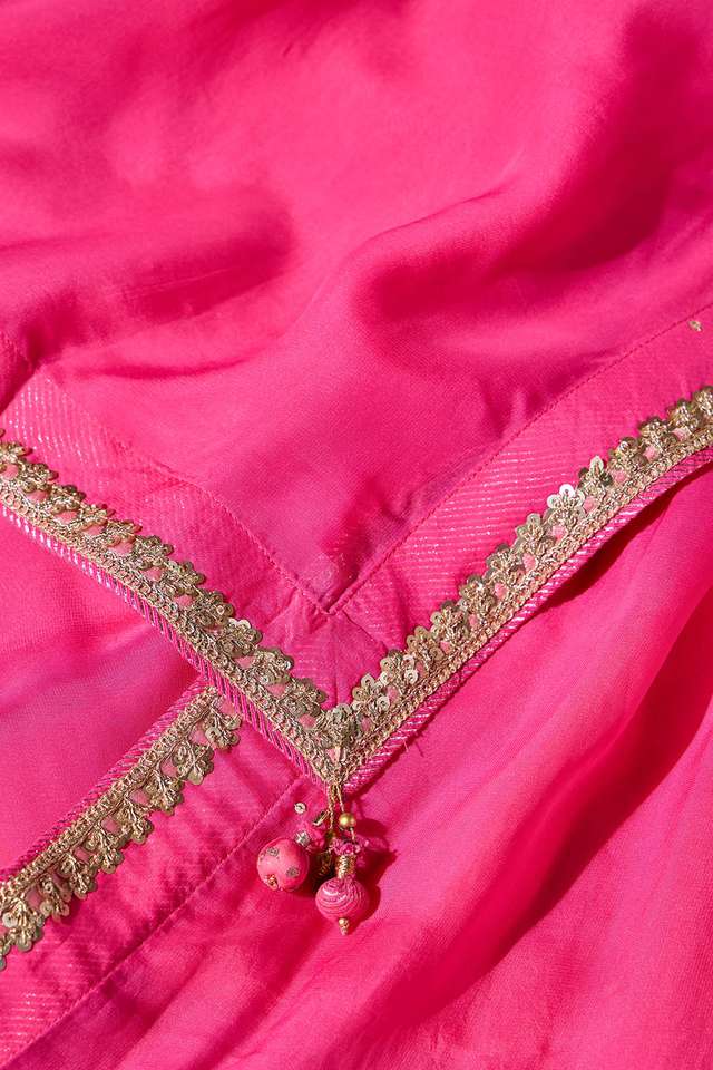 Pink Viscose Organza Embroidered Saree thumbnail image number null