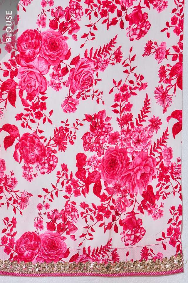 Pink Viscose Organza Embroidered Saree thumbnail image number null