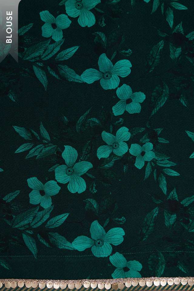 Dark Green Viscose Organza Embroidery Saree thumbnail image number null