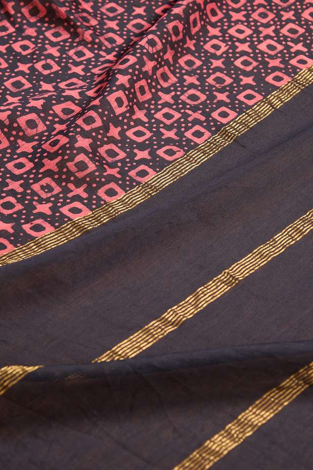 Black Pure Silk Cotton Batik Saree thumbnail image number null