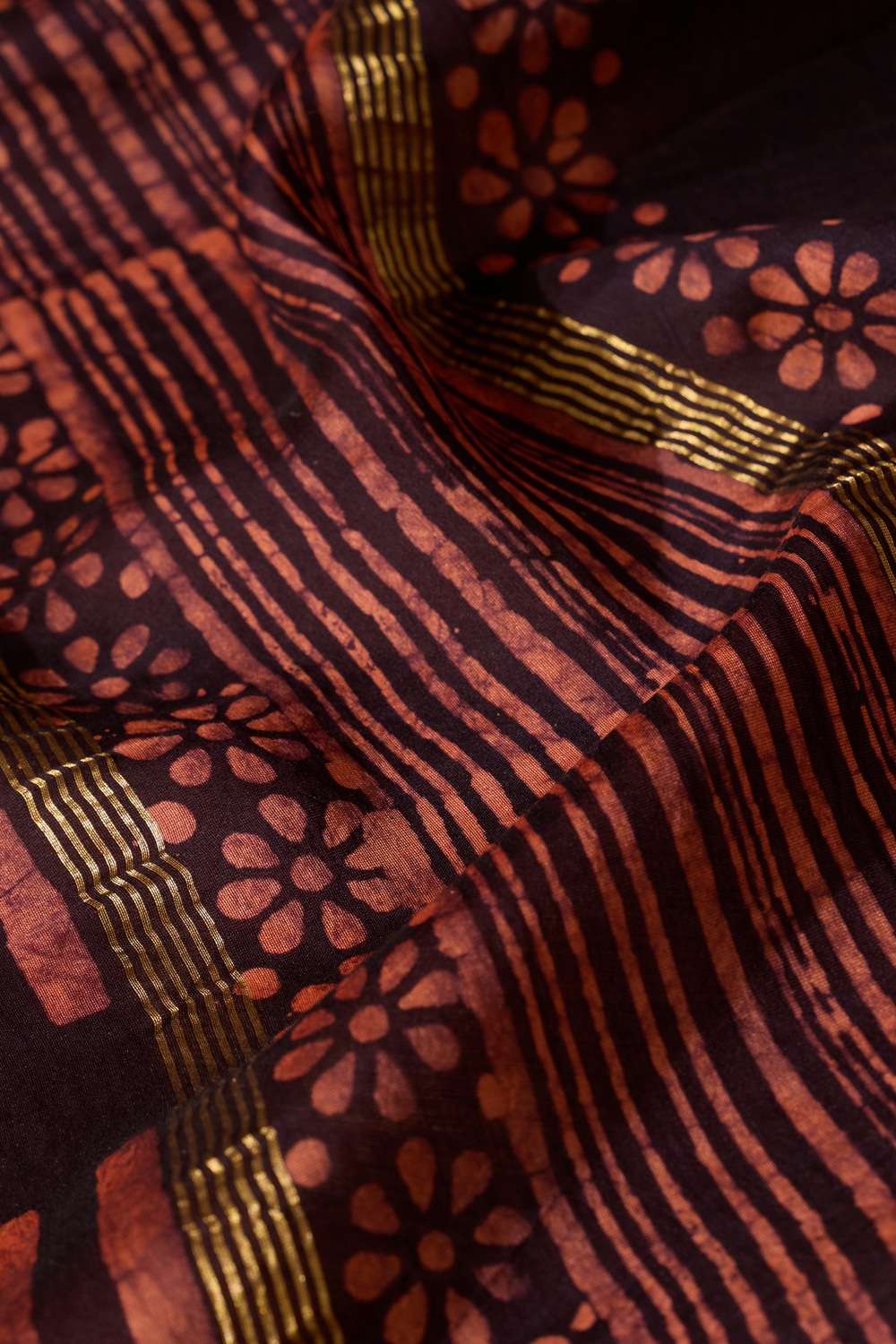 Black Ujjain Pure Silk Cotton Batik Saree image number null