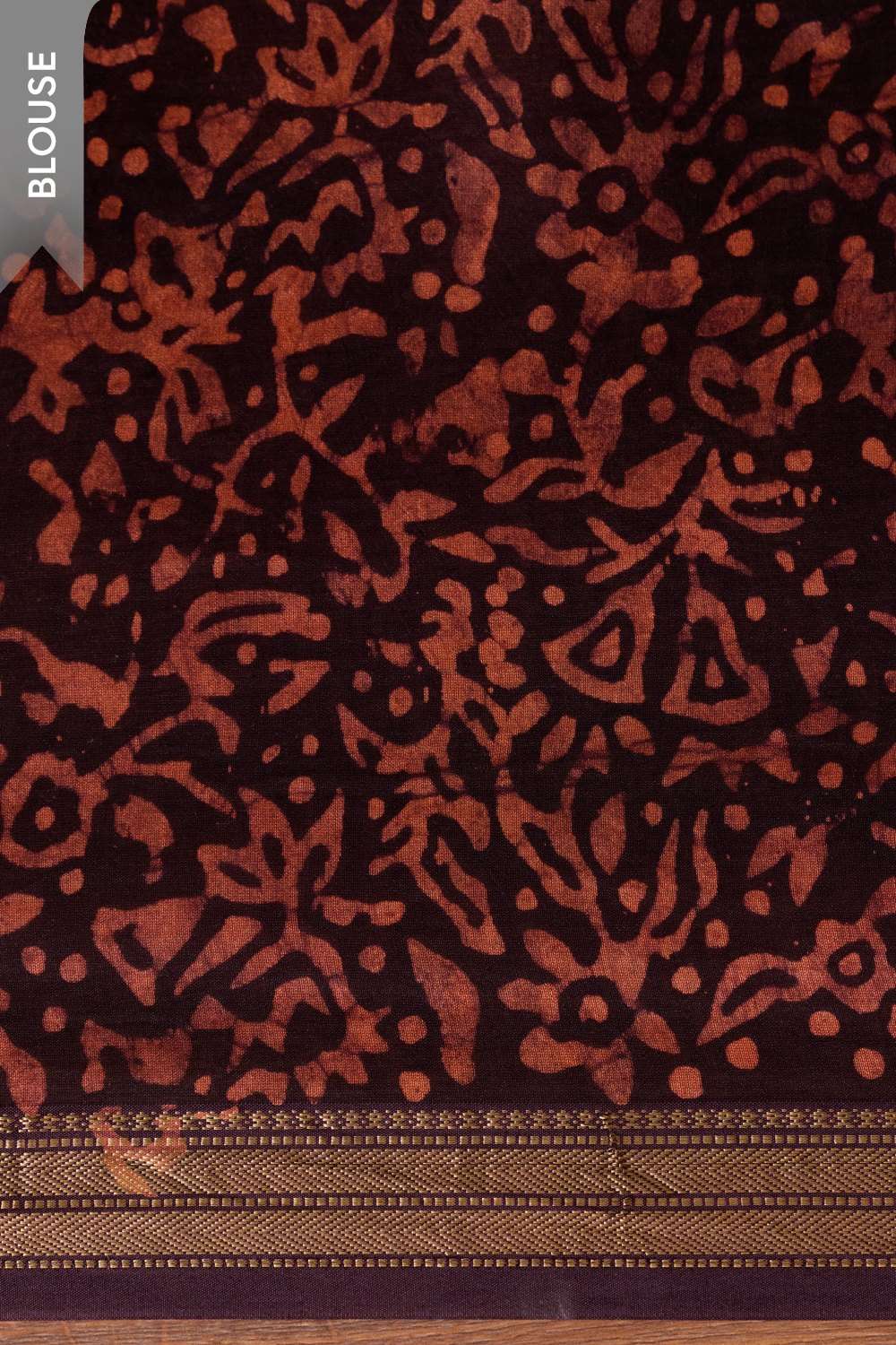 Black Ujjain Pure Silk Cotton Batik Saree image number null