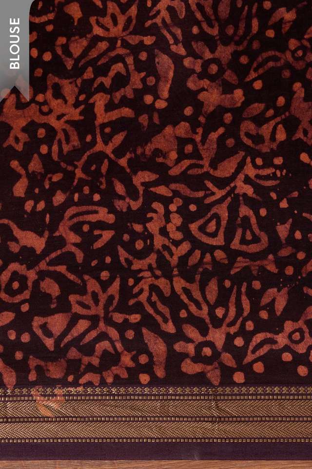 Black Ujjain Pure Silk Cotton Batik Saree thumbnail image number null