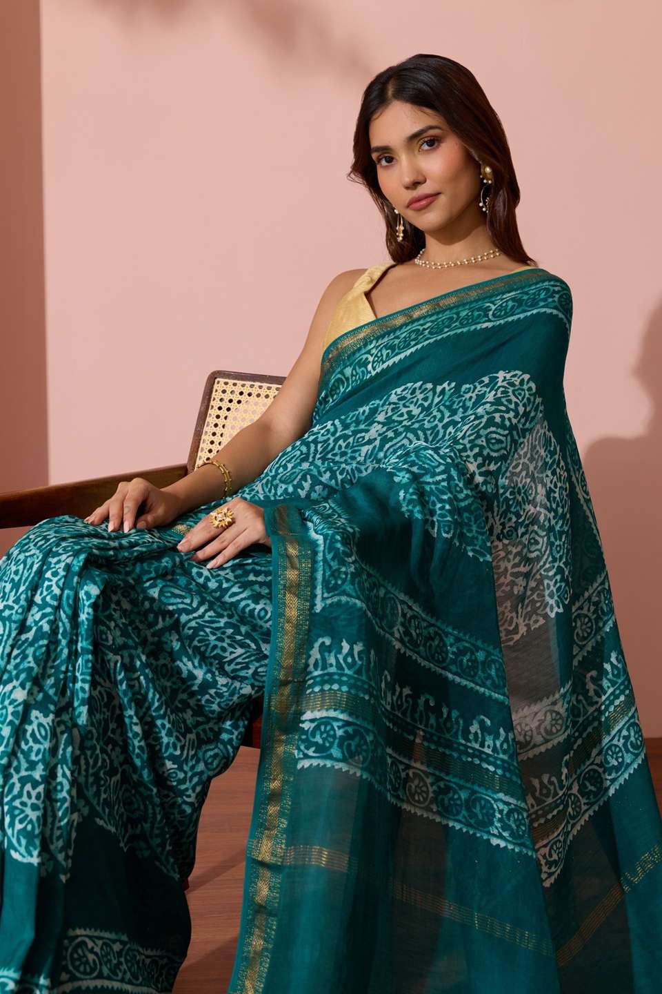 Green Ujjain Pure Silk Cotton Batik Saree