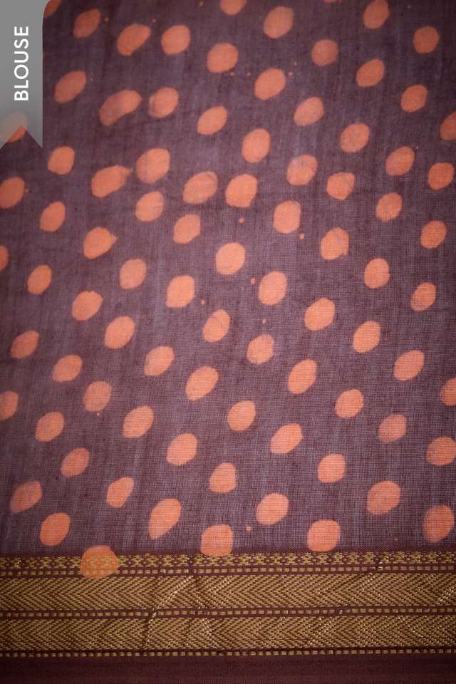 Brown Pure Silk Cotton Ujjain Batik Saree thumbnail image number null