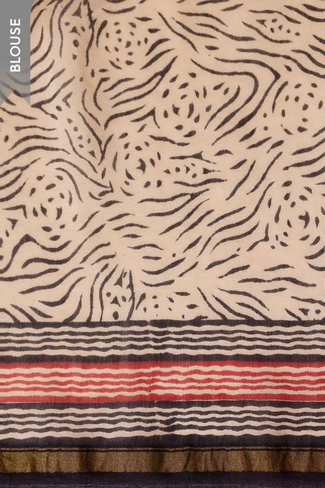 Black Bagru Bagru Block Printed Pure Silk Cotton Saree thumbnail image number null